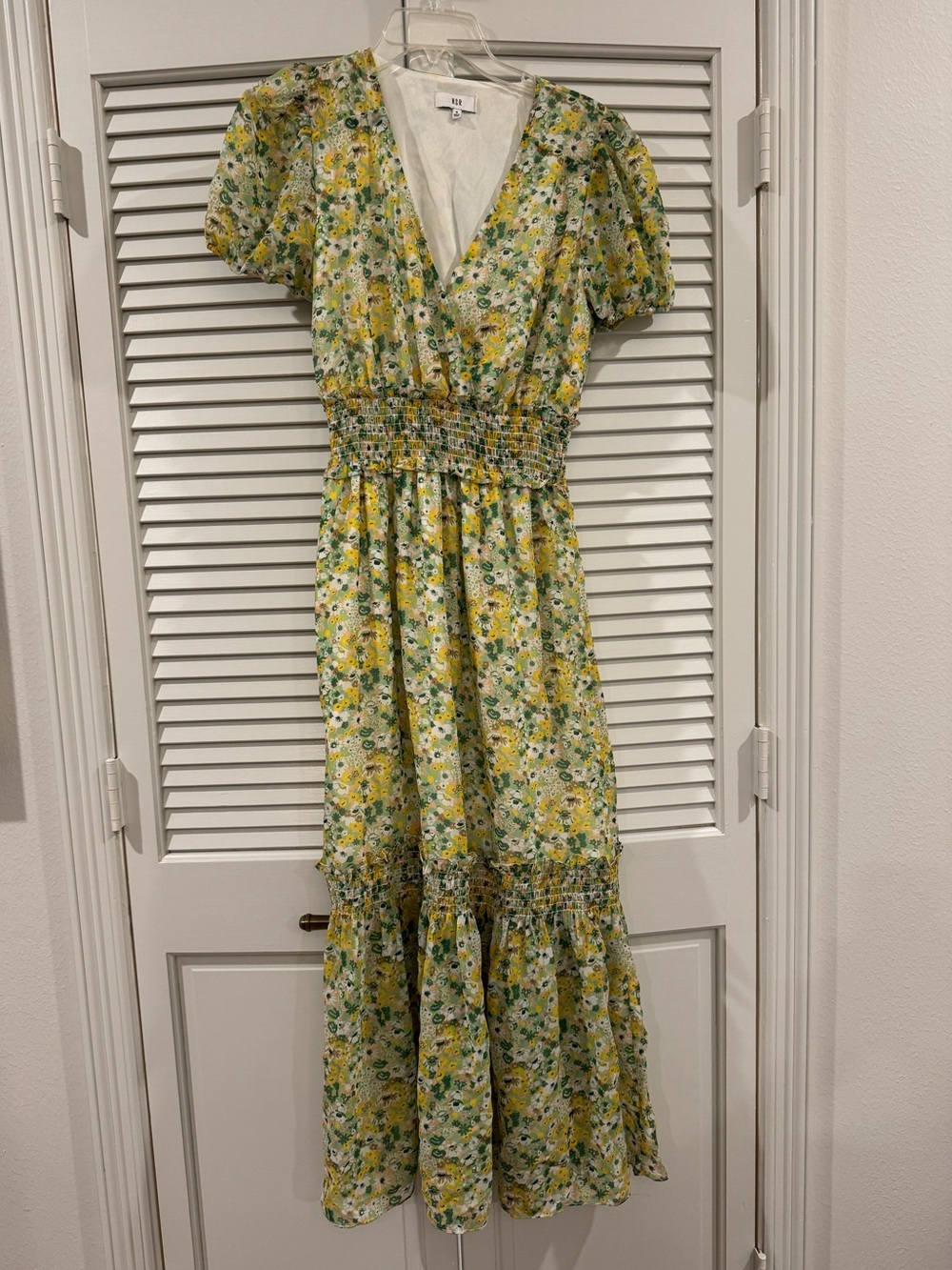 NSR Yellow Floral Maxi Dress with Smocked Waist